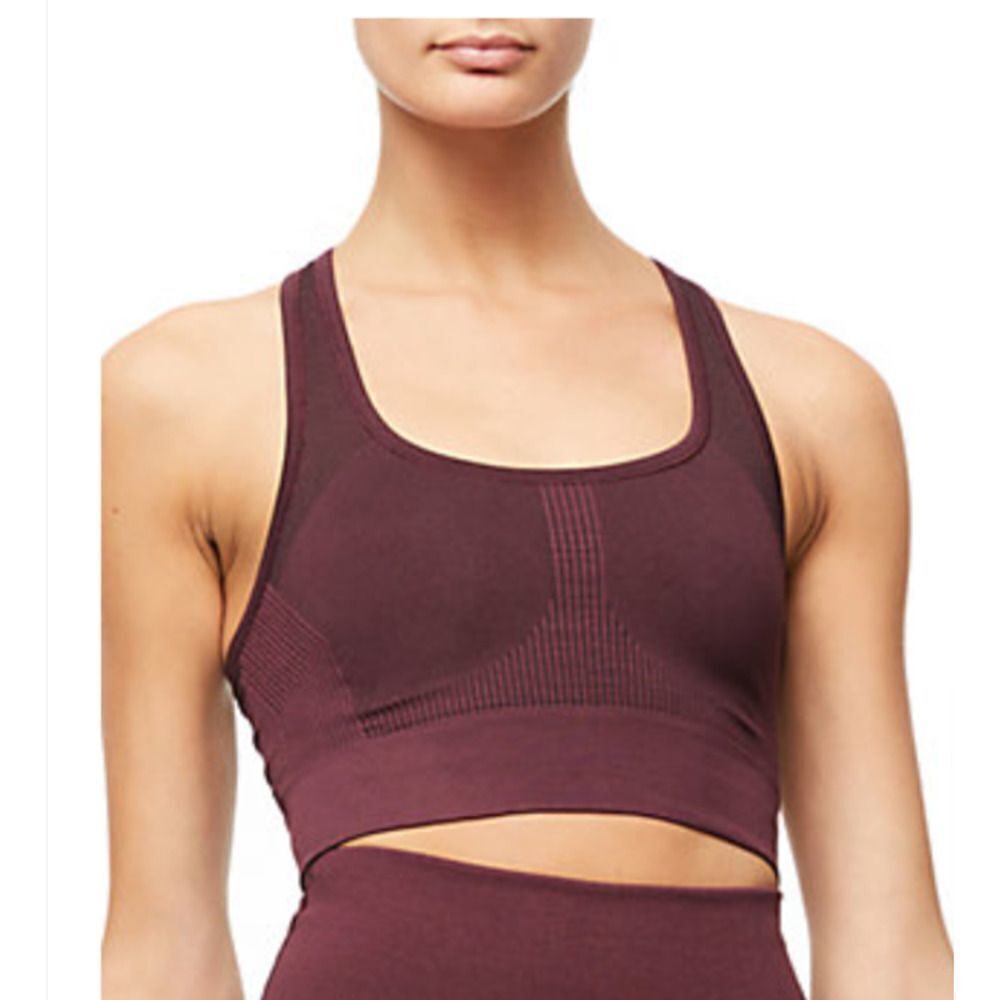 Good American Women's Knockout Seamless‎ Scoop Sports Bra Bordeaux Red 00 XXS
